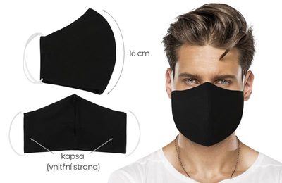 Pánská rouška s kapsou BLACK 16 cm – fotka 1