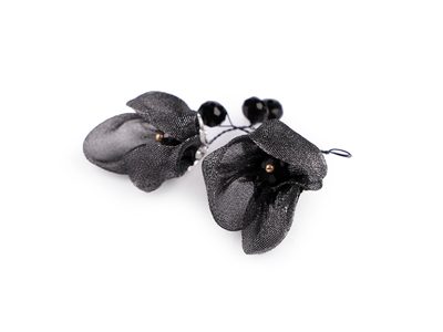 Květ na drátku s broušenými korálky hand made{% if variant.name %} – 9 antracit{% endif %}