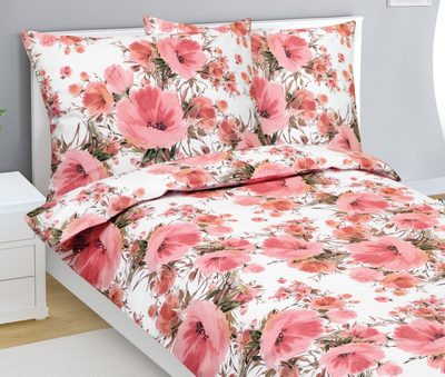 Bavlněné povlečení Růžová,Zelená,Bílá 90/234{% if product.brand.name %} – Bellatex{% endif %}