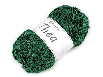 Pletací příze žinylková s lurexem Thea 100 g{% if variant.name %} – 4 zelená stříbrná{% endif %}