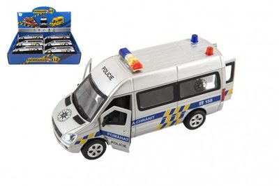 Auto policie kov/plast 15cm na baterie se světlem se zvukem na zpětné natažení – fotka 1