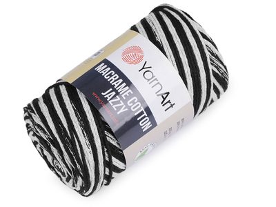 Pletací příze Macrame cotton Jazzy 250 g{% if variant.name %} – 9 (1211) šedá holubí černá{% endif %}