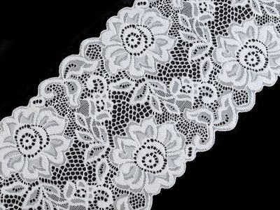 Elastická krajka / vsadka / běhoun šíře 14 cm METRÁŽ{% if variant.name %} – 3 bílá{% endif %}