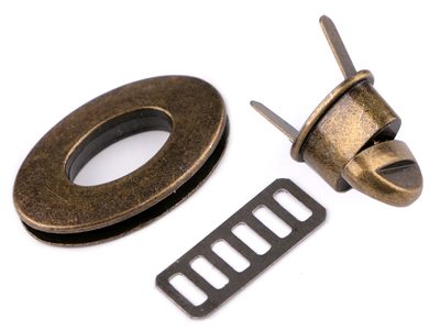 Zapínání na kabelku 23x37 mm otočné{% if variant.name %} – 4 staromosaz{% endif %}