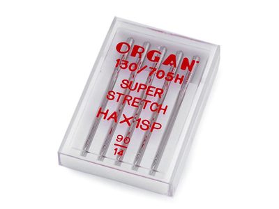 Strojové jehly Super stretch 75;90 Organ{% if variant.name %} – 2 (90/14) nikl{% endif %}