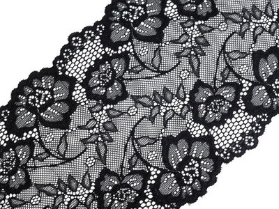 Elastická krajka / vsadka / běhoun šíře 18,5 cm METRÁŽ{% if variant.name %} – 2 černá{% endif %}