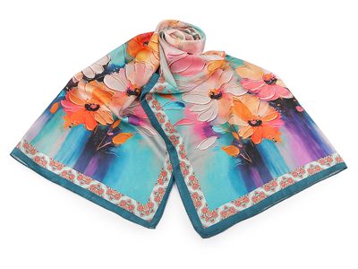 Saténový šátek / šála 70x175 cm{% if variant.name %} – 2 tyrkys{% endif %}