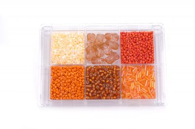Korálky skleněné sada cca 80g. oranžová{% if product.brand.name %} – Galanterka{% endif %}