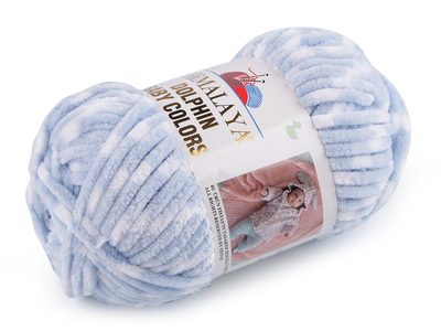 Dolphin Baby Colors Pletací žinylková příze 100 g - 6 (80430) modrá světlá bílá