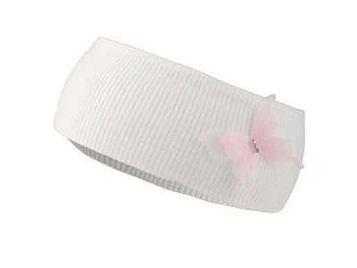 Bavlněná čelenka pro miminko s ozdobou{% if variant.name %} – 3 Off White motýl{% endif %}
