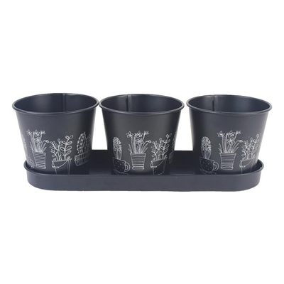 Sada 3 květináčů s táckem K2601-19{% if product.brand.name %} – Morex{% endif %}