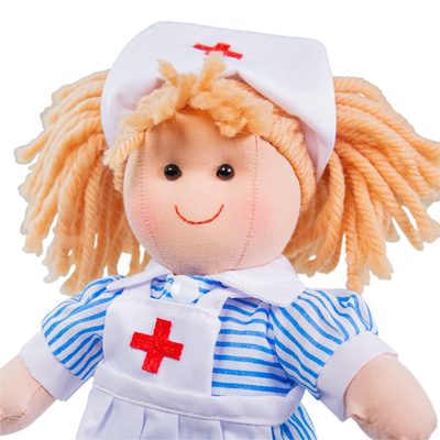 Bigjigs Toys Látková panenka zdravotní sestřička Nancy 28 cm – fotka 3