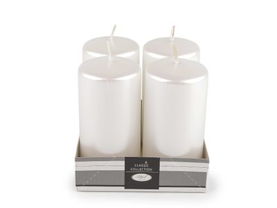 Adventní svíčky válec Ø5 cm - 3 bílá metalic