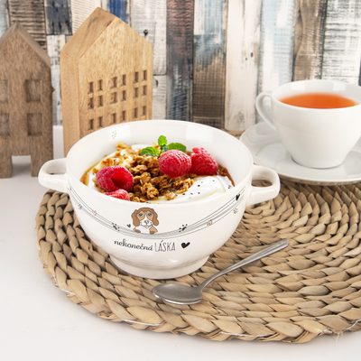Miska keramická NEKONEČNÁ LÁSKA pes průměr 14 cm O0348 - dia 14 x 8 cm – fotka 1