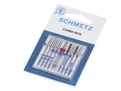 Strojové jehly Combi box 70; 80; 90; 100 Schmetz na kartě{% if variant.name %} – nikl{% endif %}