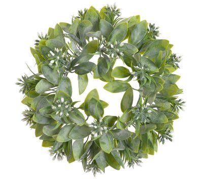 Umělý věnec s ježulemi 25 cm - zelenobílá - Canea