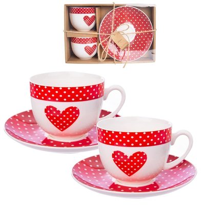 Hrnek + podšálek TEČKA, 2 ks O0025 - dia 8,5 x 7 cm,dia.podš.15 cm{% if product.brand.name %} – Morex{% endif %}