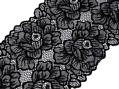 Elastická krajka / vsadka / běhoun šíře 15,5 cm METRÁŽ{% if variant.name %} – 2 černá{% endif %}