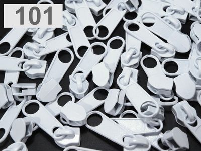 Jezdec ke spirálovým zipům 5 mm pro metráž typu POL 10ks{% if variant.name %} – 101 bílá{% endif %}