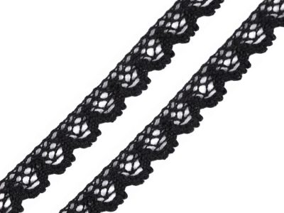 Bavlněná krajka šíře 14 mm paličkovaná balení 22,5 METRU{% if variant.name %} – 3 černá{% endif %}