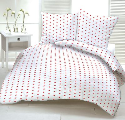 Povlečení hladká bavlna LUX - Stars - červené 140x200 + 70x90 cm{% if product.brand.name %} – Olzatex{% endif %}