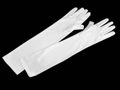 Dlouhé společenské rukavičky saténové{% if variant.name %} – 3 (43 cm) bílá{% endif %}