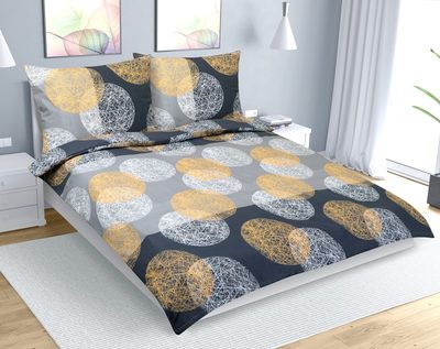 Bavlněné povlečení na dvoudeku Oranžová,Šedá 90/865{% if variant.name %} – 200x220 cm, 2ks 70x90 cm (200 cm šířka x 220 cm délka prodloužená){% endif %}