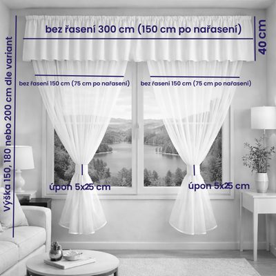 Voálový set s kanýrem Rongo 2x 200x150 cm + kanýr 40x300 cm šedá – fotka 1