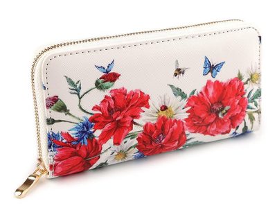 Dámská peněženka květy 10x19 cm{% if variant.name %} – 1 krémová sv.{% endif %}