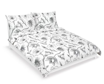 Povlečení bavlna na dvoudeku Bílá,Šedá 90/935{% if variant.name %} – 1ks 180x220, 2ks 70x90 cm{% endif %}