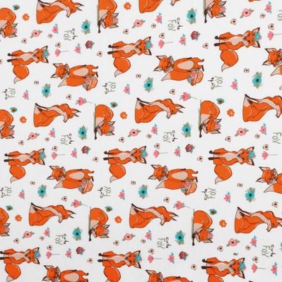 Látka - elastický úplet s potiskem Oranžová 48/403 šířka 175 cm{% if product.brand.name %} – Bellatex{% endif %}