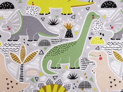 Bavlněná látka / plátno dinosaurus METRÁŽ{% if variant.name %} – 2 (48) šedá světlá{% endif %}