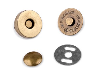 Magnetické zapínání Ø18 mm s nýtkem 5 sad{% if variant.name %} – 3 staromosaz{% endif %}