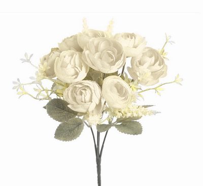 Umělá kytička kamélií s vřesem - krémová 27 cm{% if product.brand.name %} – Canea{% endif %}