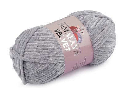 Pletací žinylková příze Velvet 100 g - 12 (90051) šedá světlá