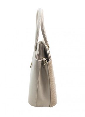Elegantní lakovaná kroko kabelka S482 béžová - latté GROSSO – fotka 2