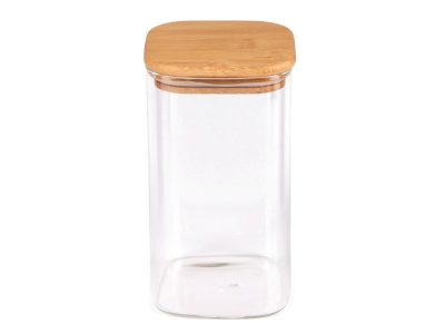 Skleněná dóza s bambusovým víkem, hranatá{% if product.brand.name %} – Stoklasa{% endif %}