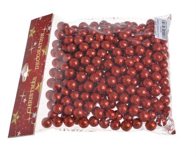 Dekorační kuličky červené s glitry 10 mm 250 kusů - Canea