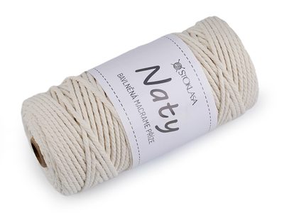 Bavlněná pletací příze macrame Naty Ø3 mm rozčesávací{% if variant.name %} – 2 režná světlá{% endif %}