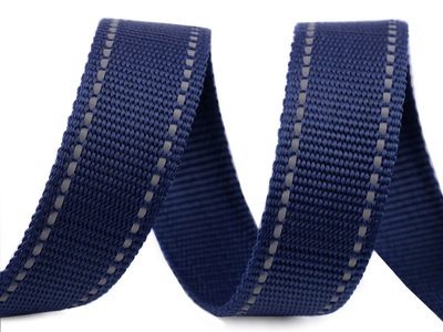 Popruh šíře 30 mm s reflexním prošitím METRÁŽ{% if variant.name %} – 2 modrá tmavá{% endif %}