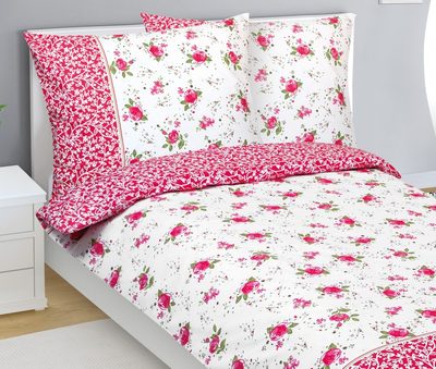 Bavlněné povlečení Růžová,Zelená,Bílá 90/215{% if product.brand.name %} – Bellatex{% endif %}