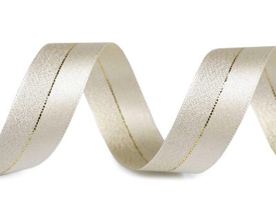 Stuha s lurexem šíře 25 mm návin 20 metrů{% if variant.name %} – 241 krémová světlá{% endif %}