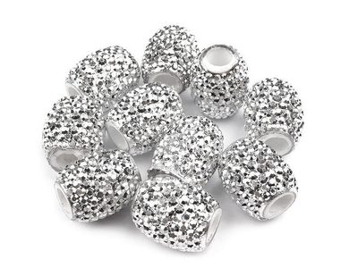 Plastové korálky s velkým průvlekem 13x15 mm  2 kusy{% if variant.name %} – 4 (058) stříbrná{% endif %}