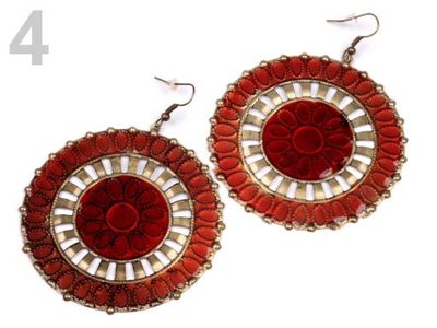 Kovové Náušnice Ø65mm - Kruhový Design s Dekorací{% if variant.name %} – 4 červená jahoda{% endif %}