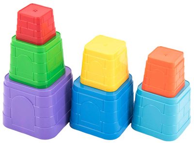 Baby Kubus pyramida hranatá barevná věžička skládací 7 dílků plast – fotka 1