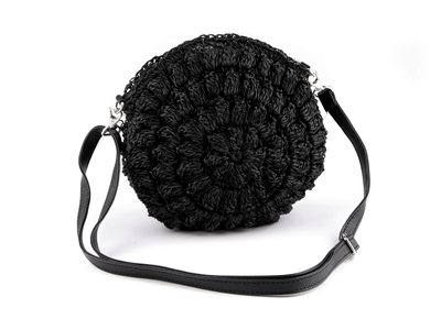 Háčkovaná kabelka z rafie - lýka se zipem crossbody Ø25 cm