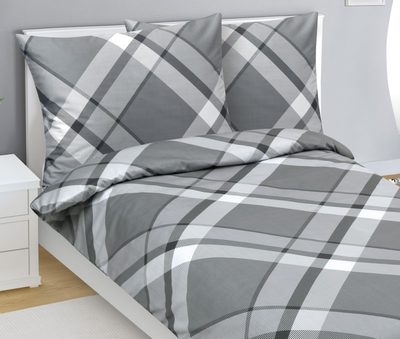 Povlečení bavlněný satén Šedá,Bílá 94/958{% if product.brand.name %} – Bellatex{% endif %}
