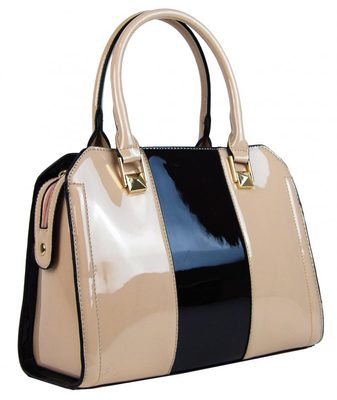 Kabelka dámská béžová s růžovým pruhem model A34176 elegantní přes rameno – fotka 1
