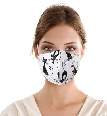 Bavlněná rouška na gumičku s vnitřní kapsou - délka oblouku 15cm kočičky{% if product.brand.name %} – Bellatex{% endif %}