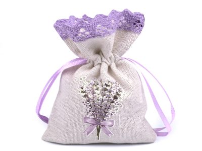Dárkový pytlík s potiskem levandule 10x13 cm{% if variant.name %} – 6 režná světlá{% endif %}